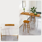 Ensemble de bar moderne marron avec assise et repose-pieds en bois