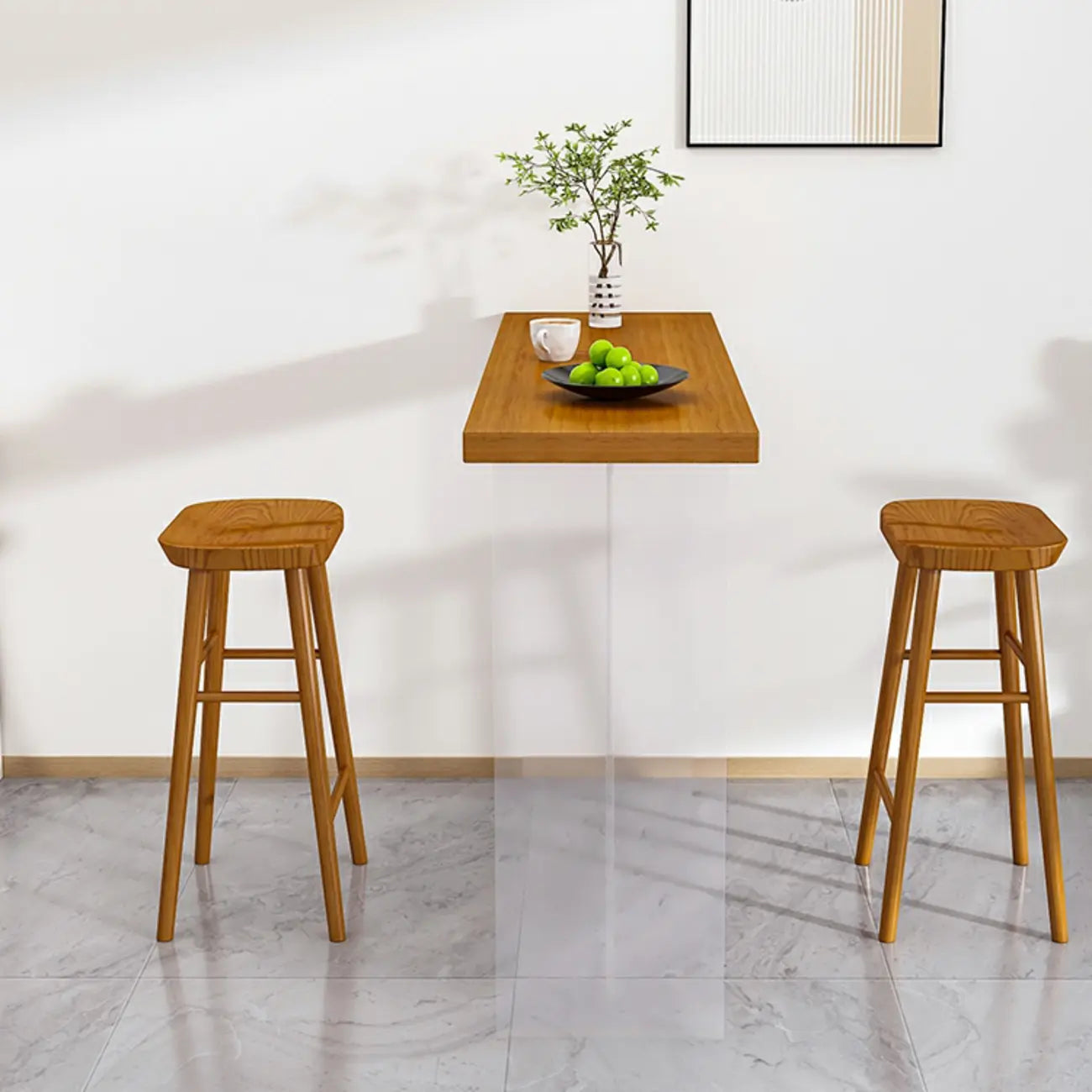 Ensemble de bar moderne marron avec assise et repose-pieds en bois