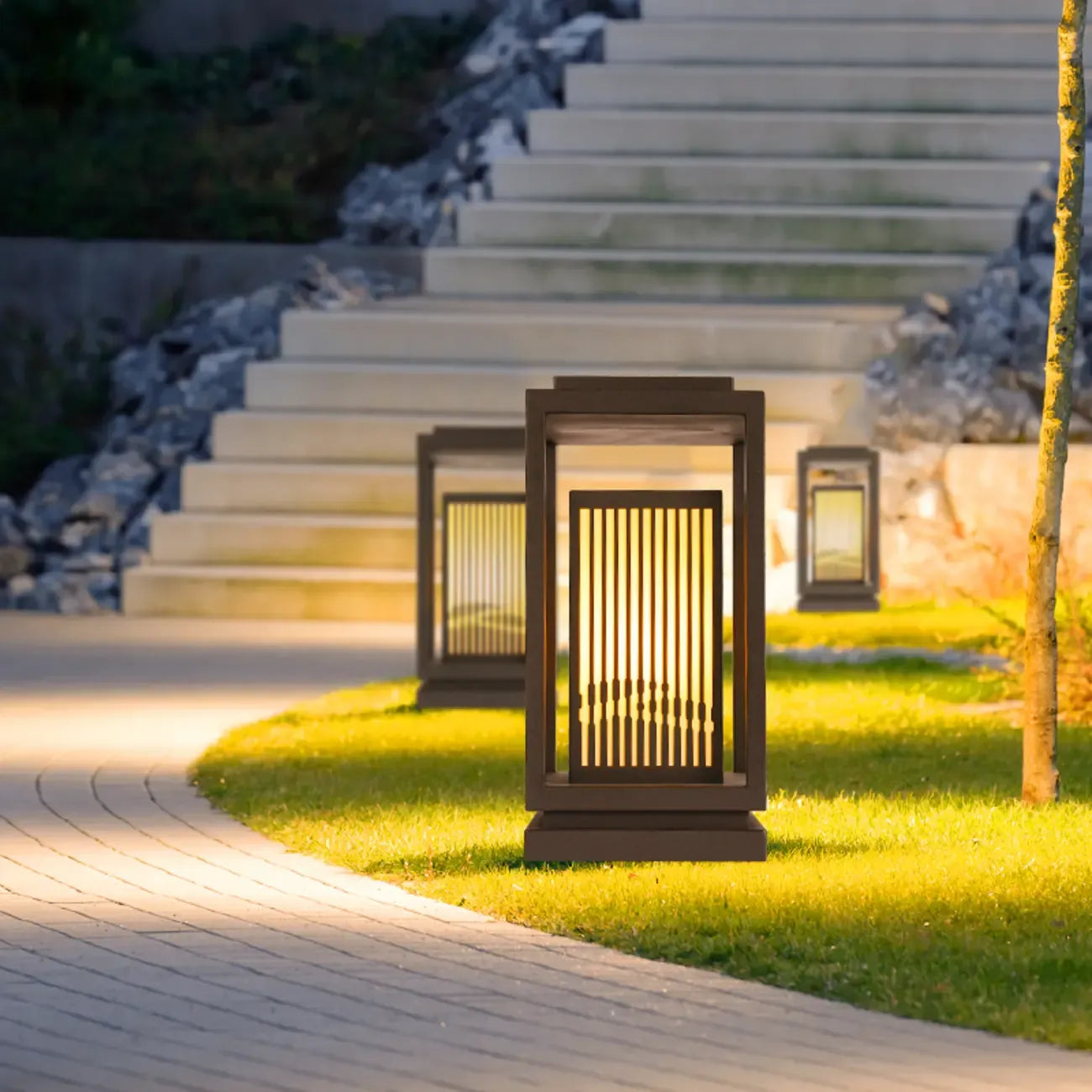 Lampes solaires d'extérieur rectangulaires verticales noires