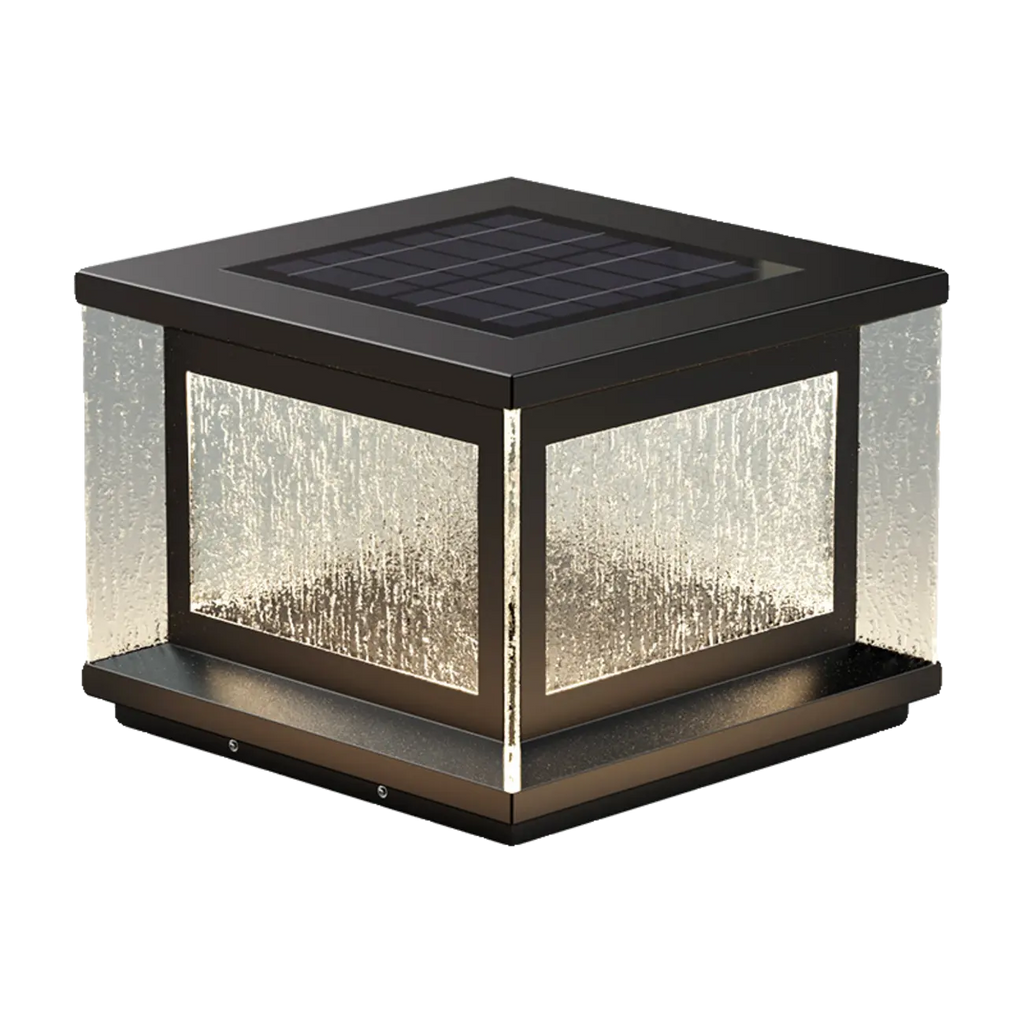 Lampadaires solaires rectangulaires en métal noir pour extérieur