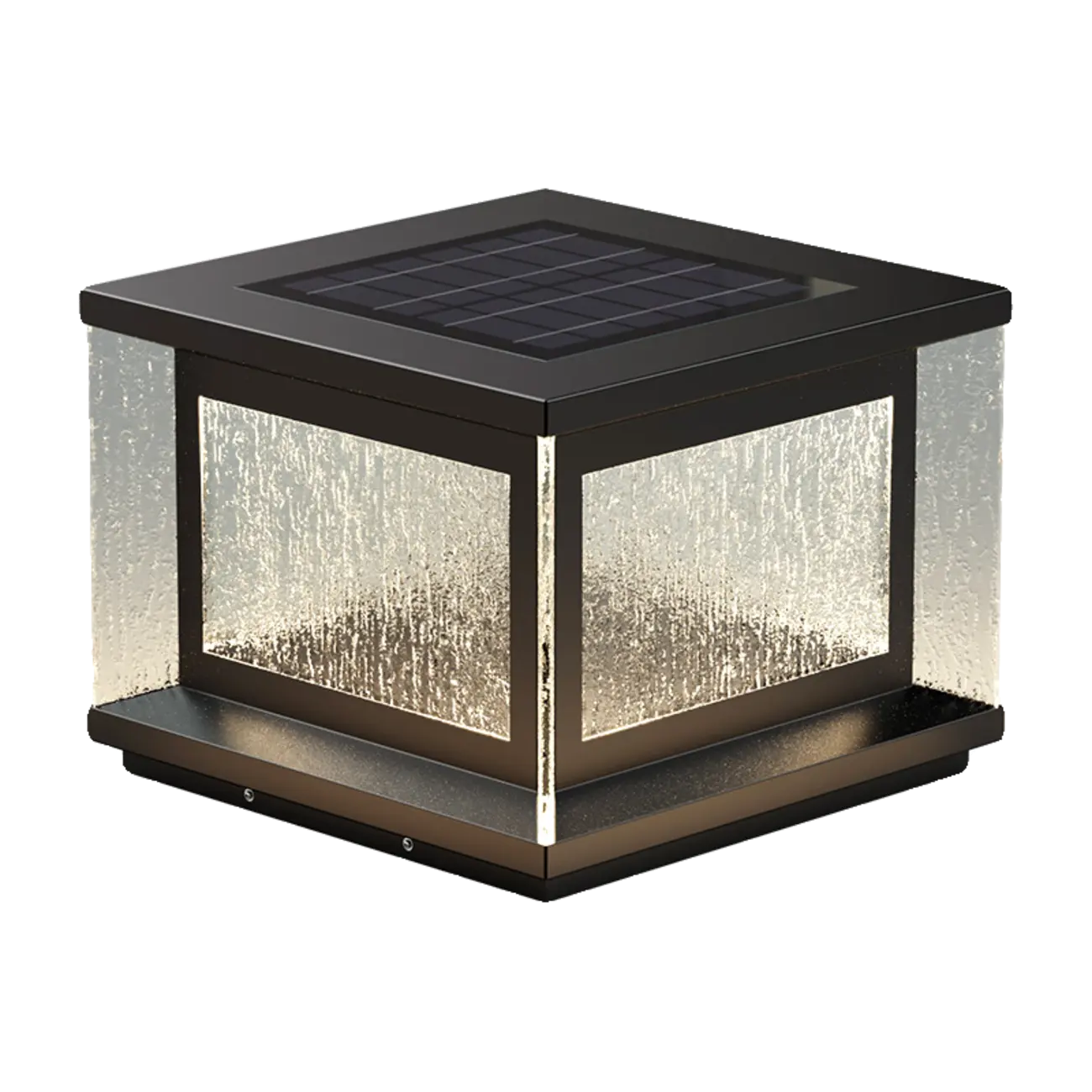 Lampadaires solaires rectangulaires en métal noir pour extérieur