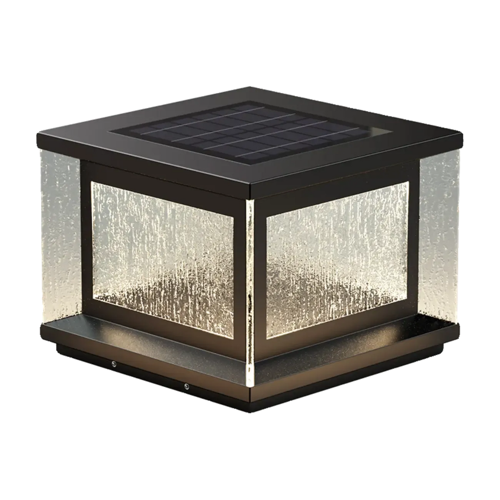 Lampadaires solaires rectangulaires en métal noir pour extérieur