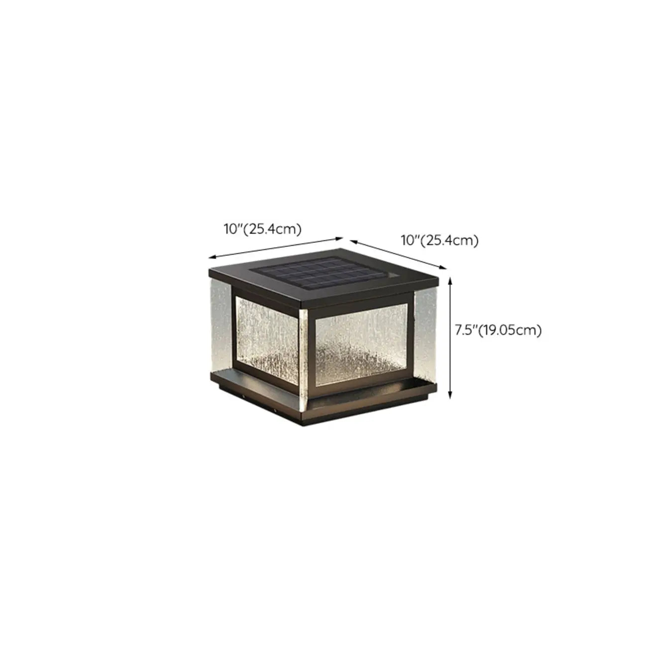 Lampadaires solaires rectangulaires en métal noir pour extérieur