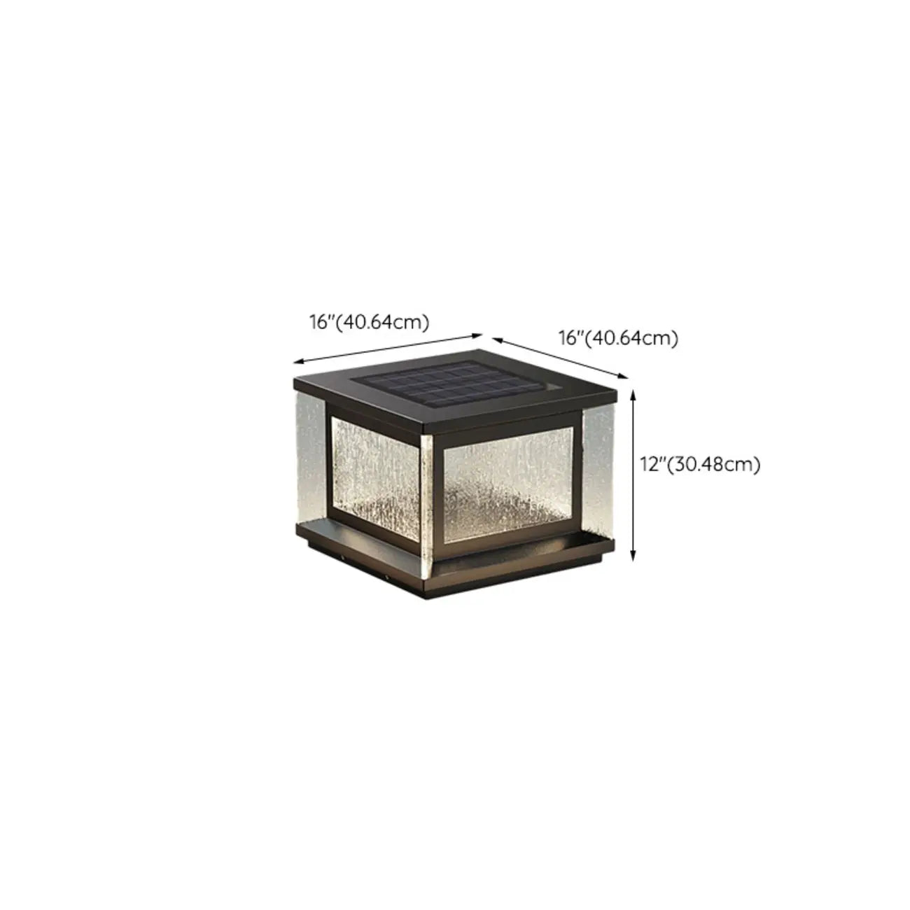 Lampadaires solaires rectangulaires en métal noir pour extérieur