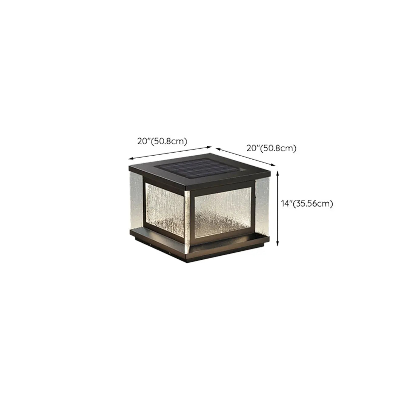 Lampadaires solaires rectangulaires en métal noir pour extérieur