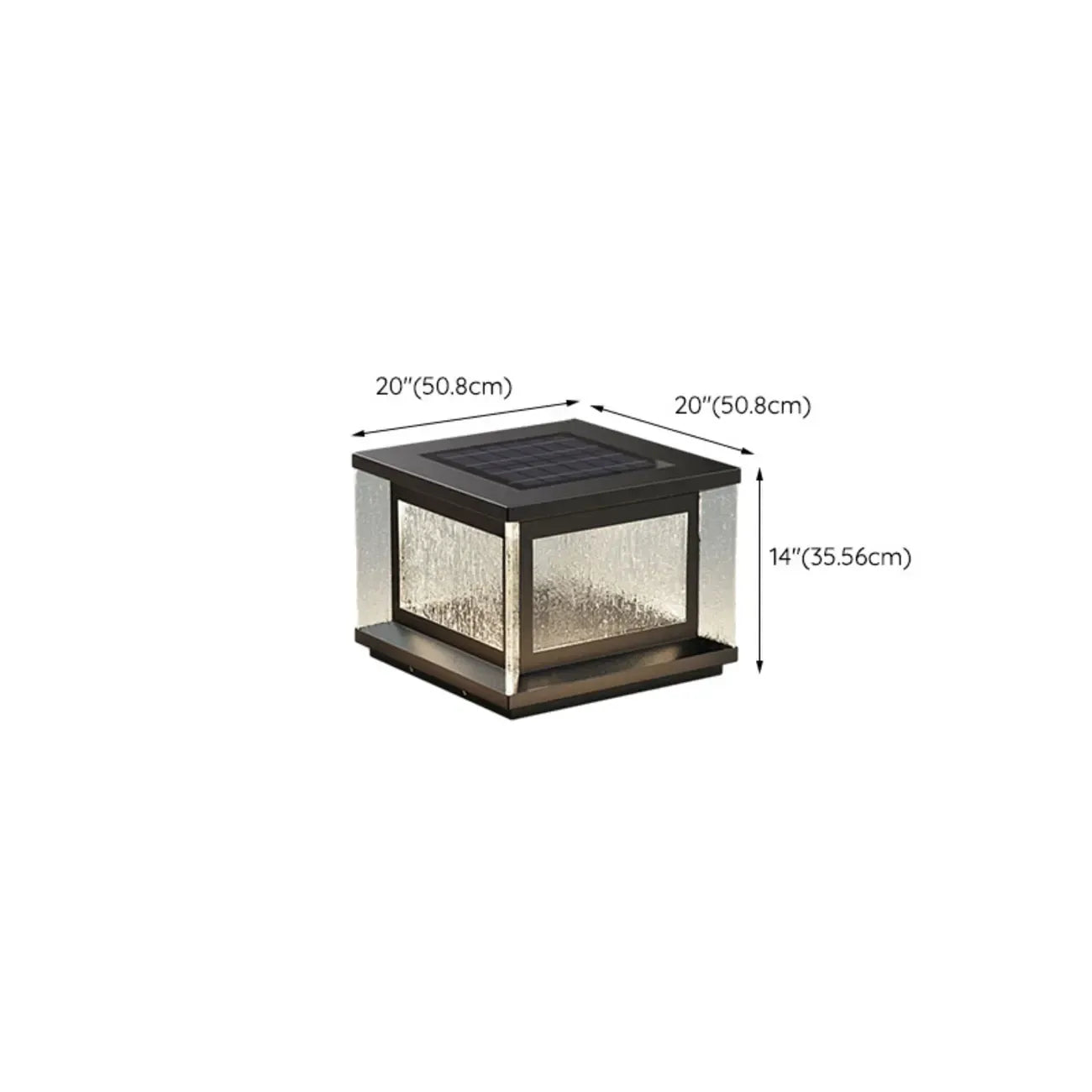 Lampadaires solaires rectangulaires en métal noir pour extérieur