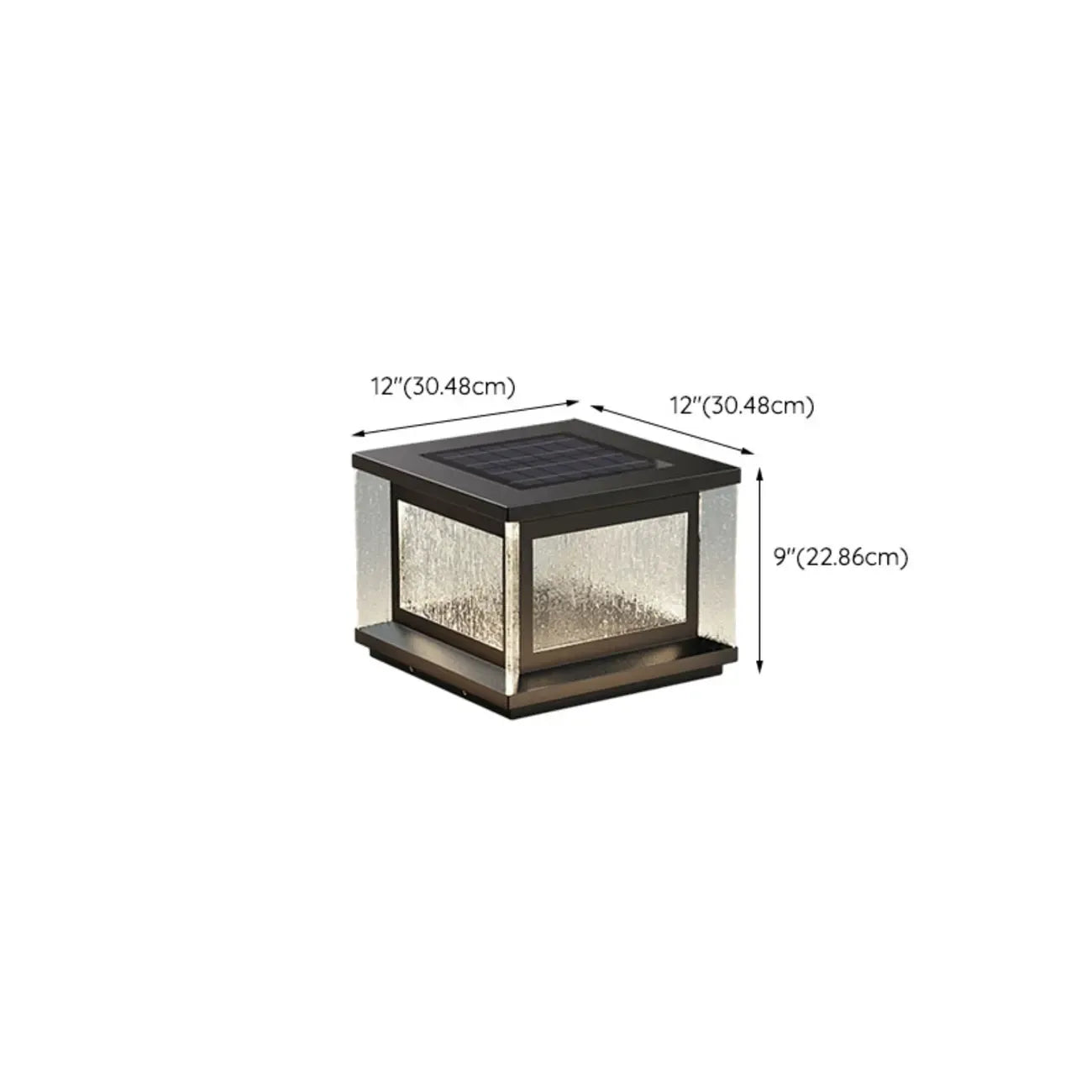 Lampadaires solaires rectangulaires en métal noir pour extérieur