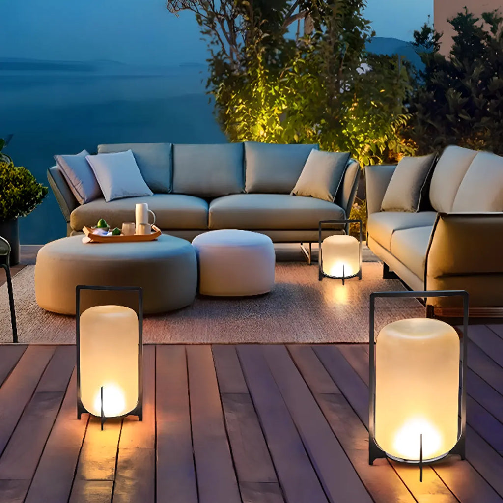 Lampe de table d'extérieur cylindrique moderne à LED
