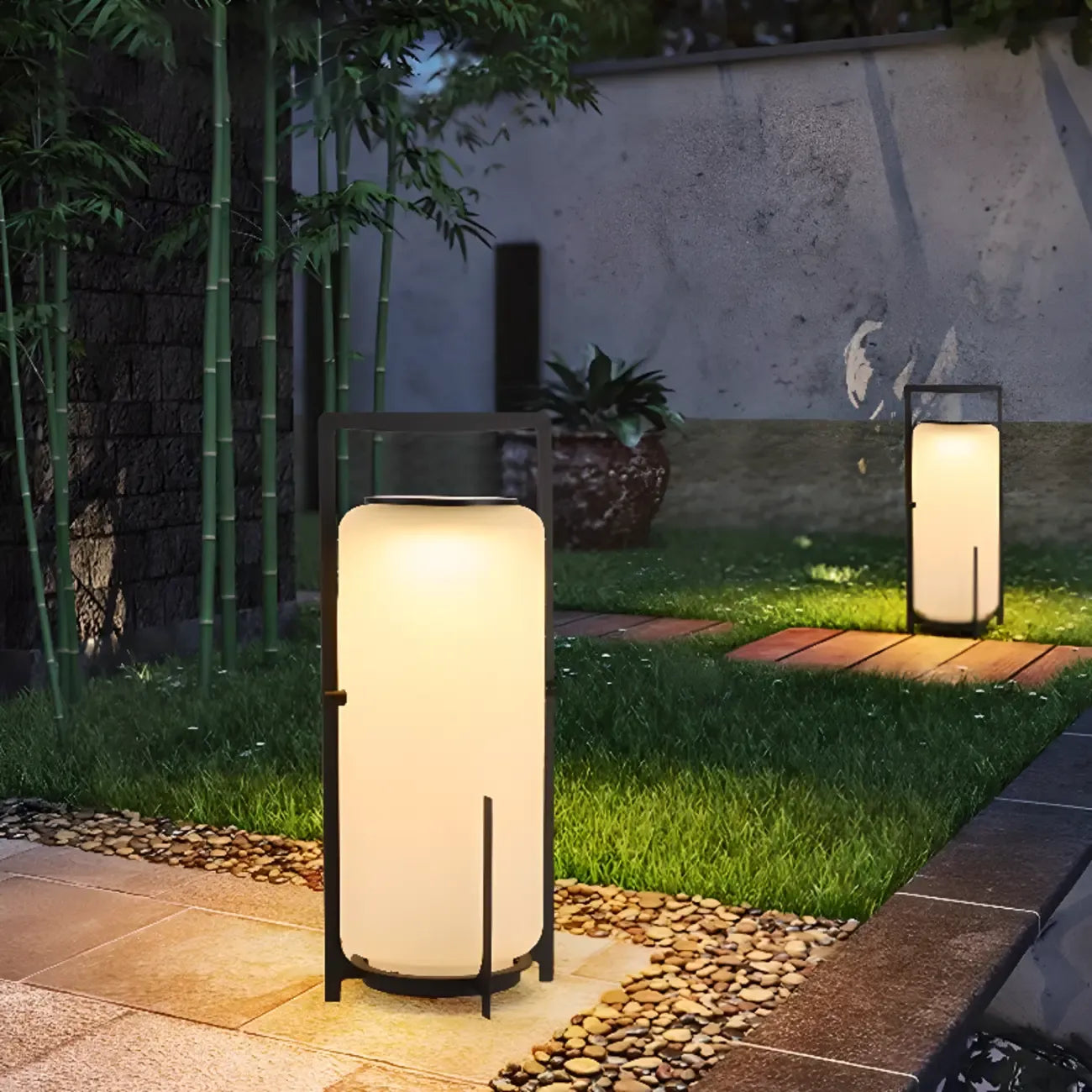 Lampe de table d'extérieur cylindrique moderne à LED