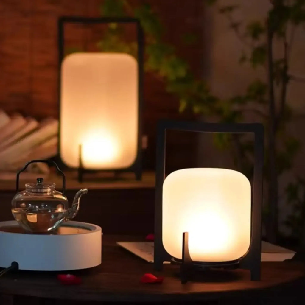 Lampe de table d'extérieur cylindrique moderne à LED