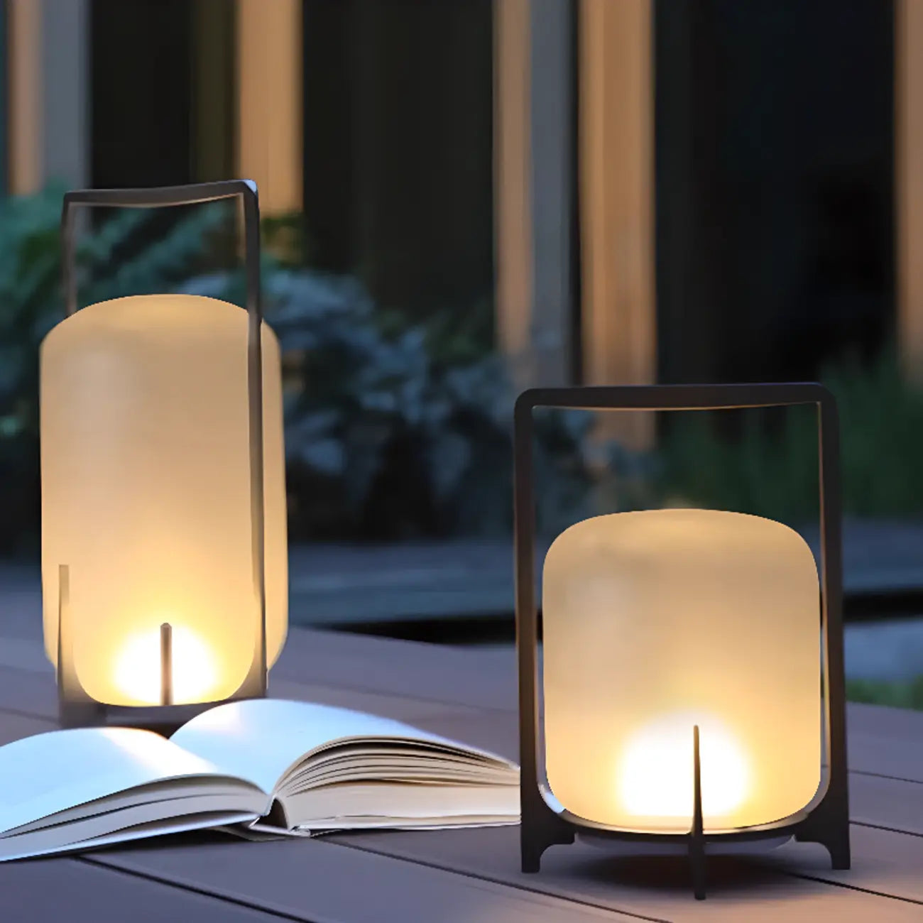 Lampe de table d'extérieur cylindrique moderne à LED