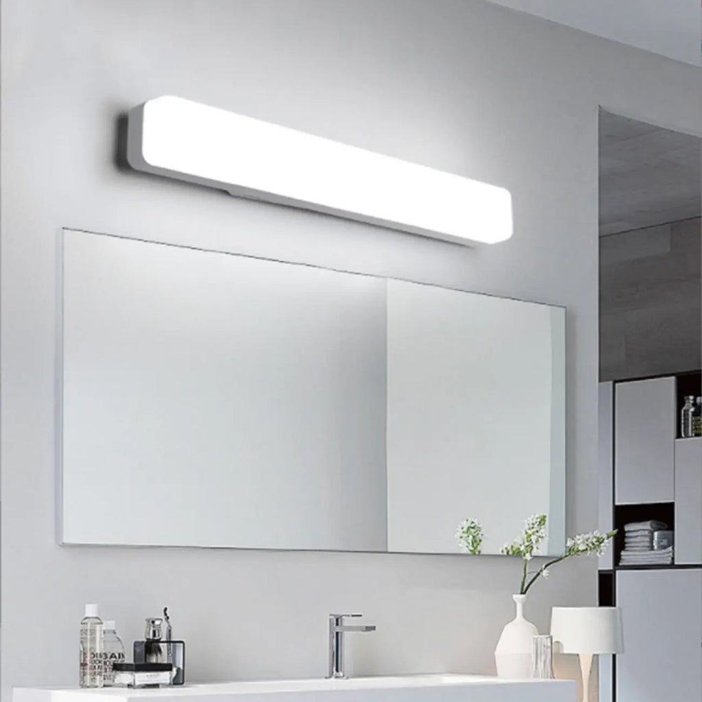 Applique murale LED rectangulaire minimaliste en plastique blanc pour salle de bain
