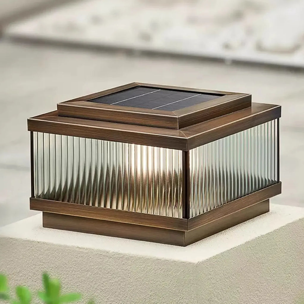 Lampadaires solaires d'extérieur modernes en bronze à rayures carrées