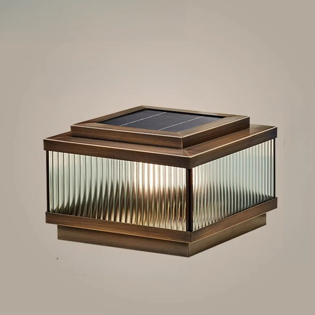 Lampadaires solaires d'extérieur modernes en bronze à rayures carrées