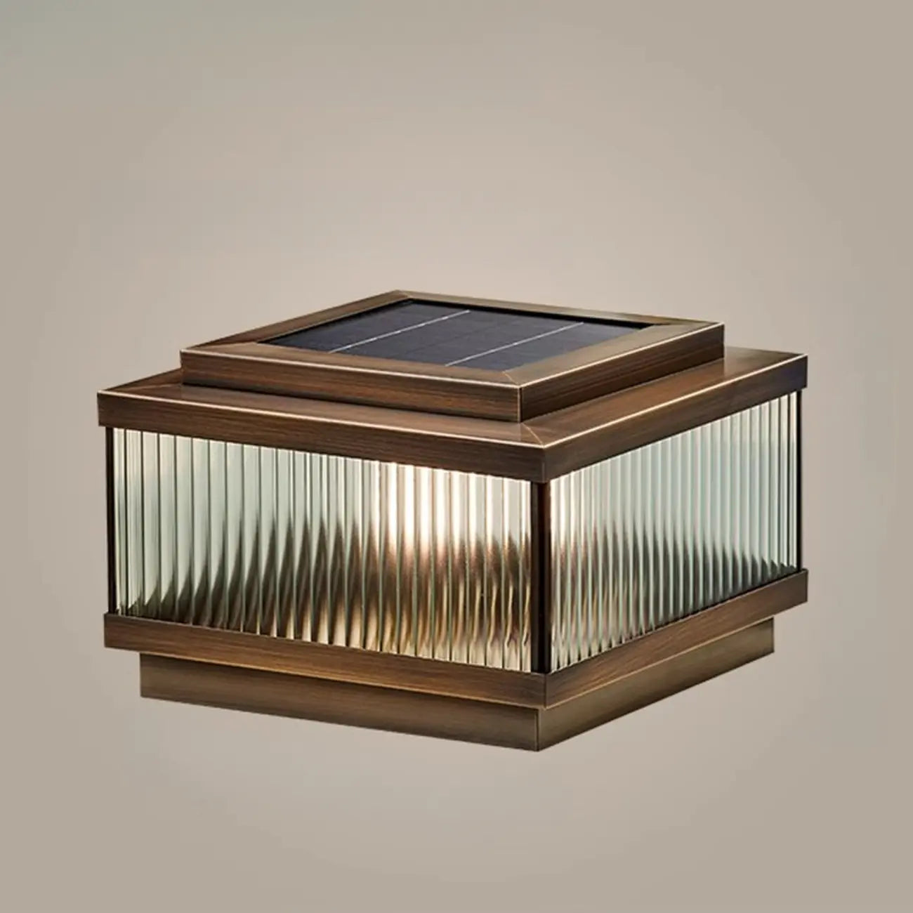Lampadaires solaires d'extérieur modernes en bronze à rayures carrées