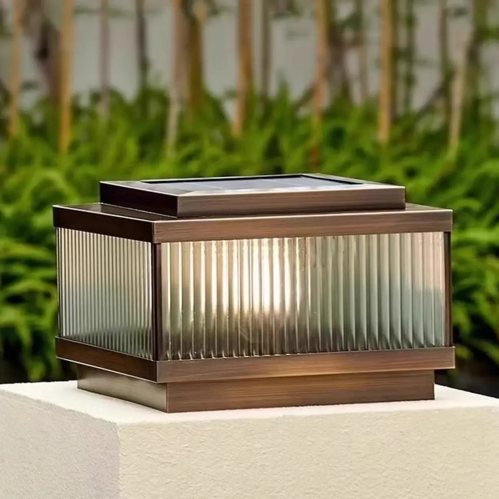 Lampadaires solaires d'extérieur modernes en bronze à rayures carrées