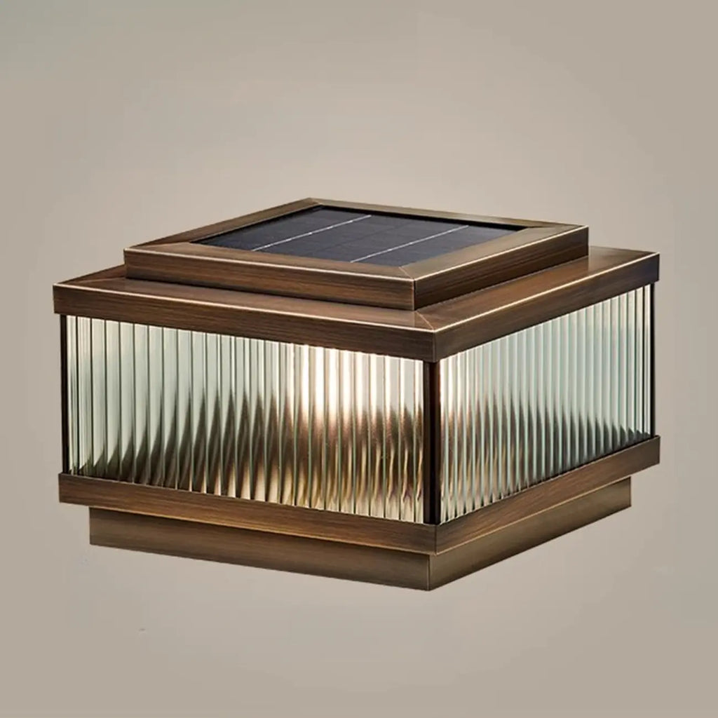 Lampadaires solaires d'extérieur modernes en bronze à rayures carrées