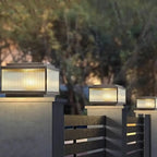Lampadaires solaires d'extérieur modernes en bronze à rayures carrées