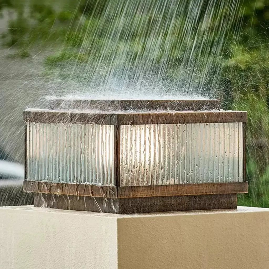 Lampadaires solaires d'extérieur modernes en bronze à rayures carrées