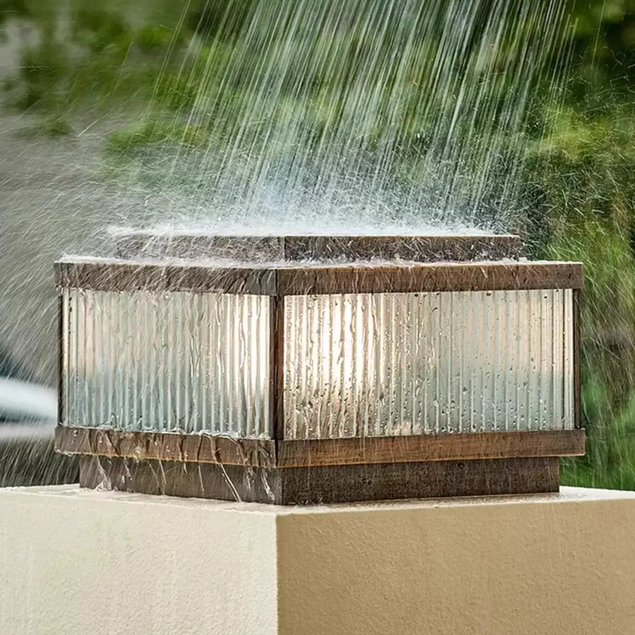Lampadaires solaires d'extérieur modernes en bronze à rayures carrées