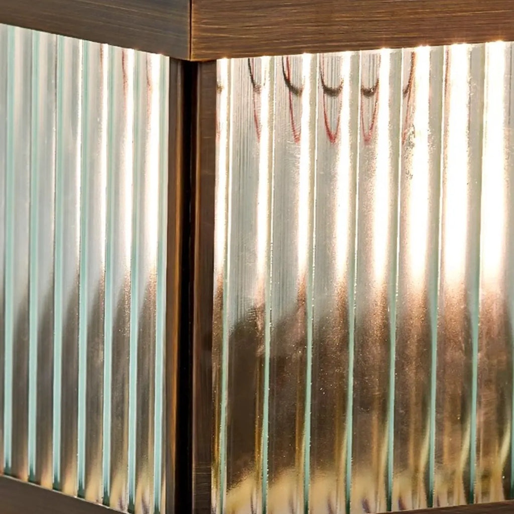 Lampadaires solaires d'extérieur modernes en bronze à rayures carrées