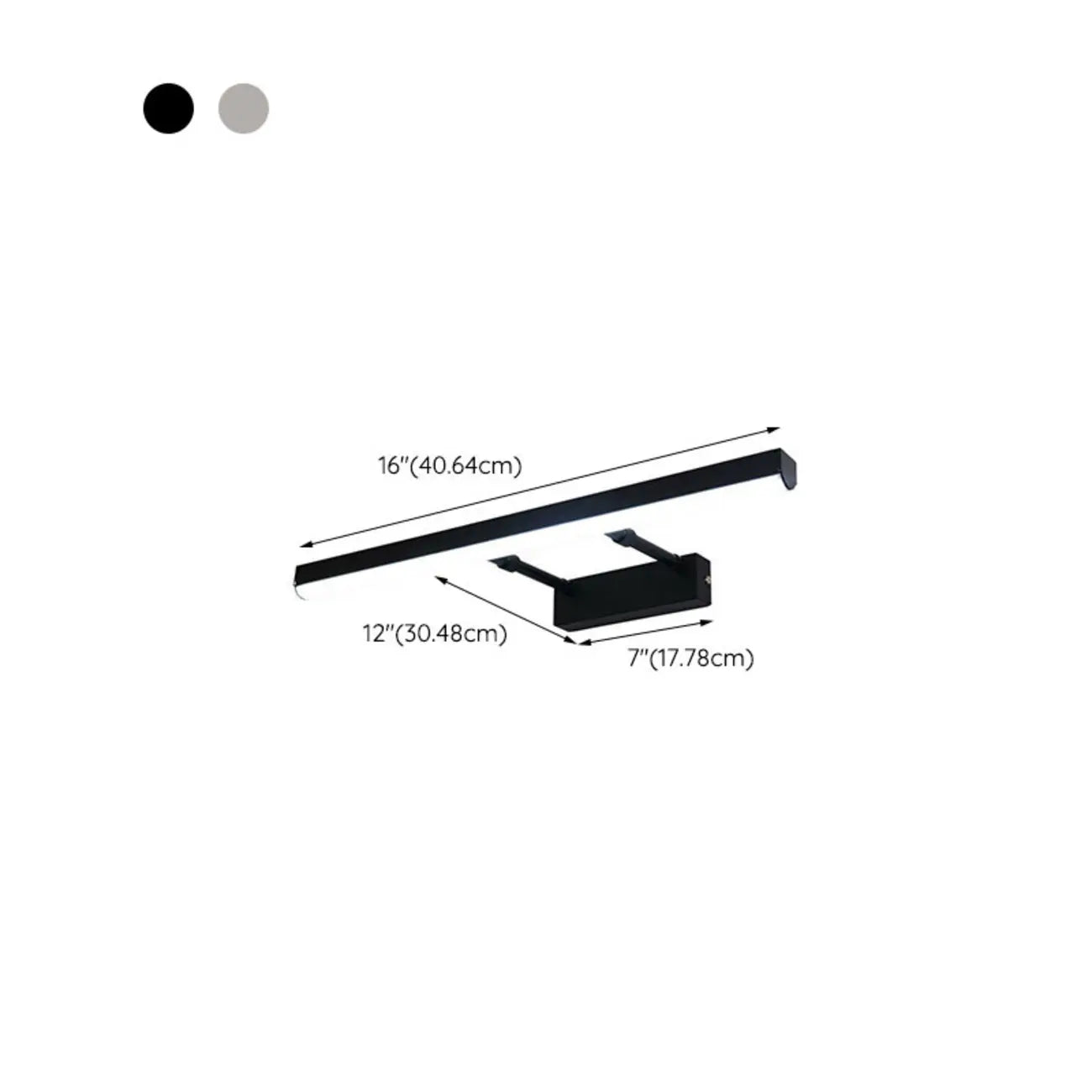 Applique murale moderne noire à LED pour salle de bain avec LED intégrée