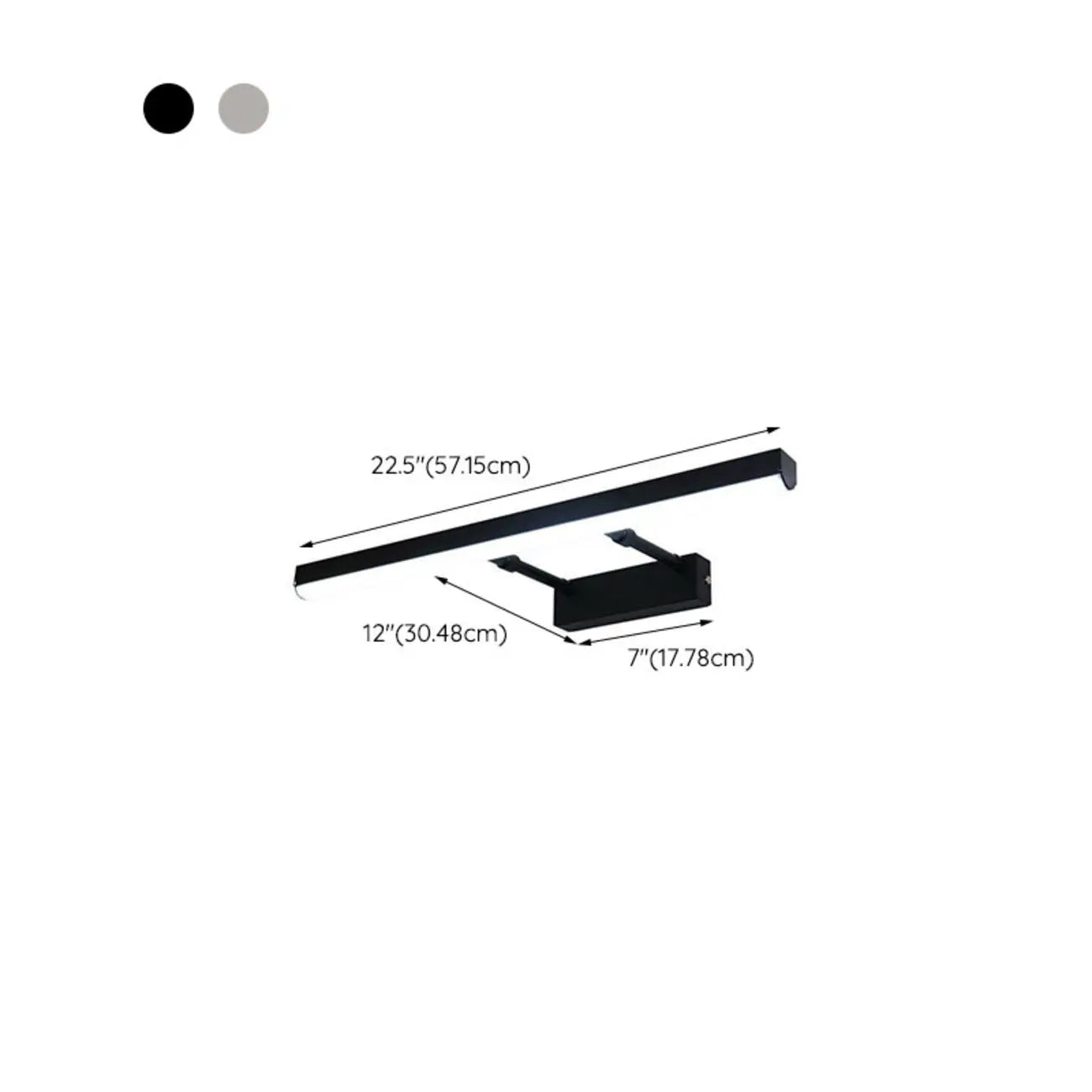 Applique murale moderne noire à LED pour salle de bain avec LED intégrée