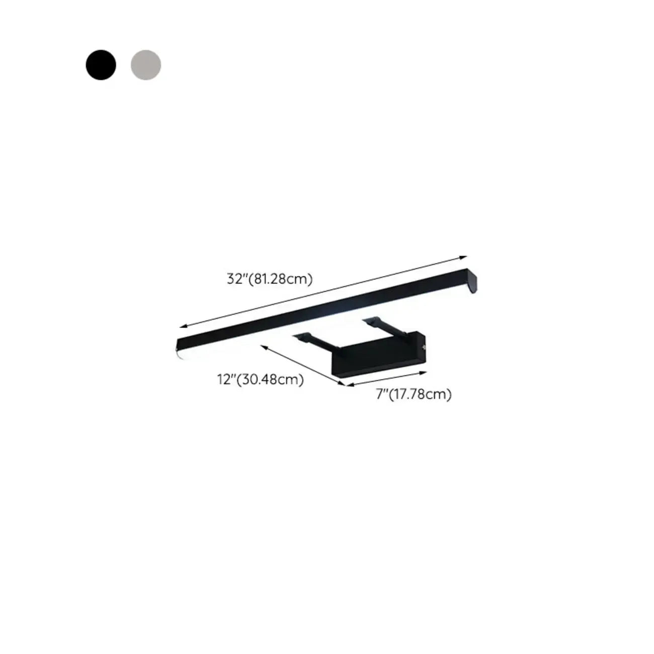 Applique murale moderne noire à LED pour salle de bain avec LED intégrée