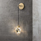 Applique murale minimaliste en laiton et cristal, abat-jour en verre