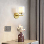 Applique murale moderne cylindrique en laiton avec abat-jour en verre