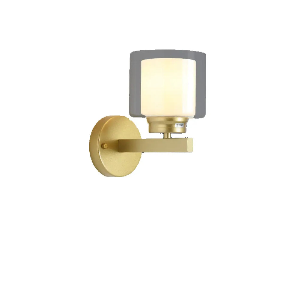 Applique murale moderne cylindrique en laiton avec abat-jour en verre