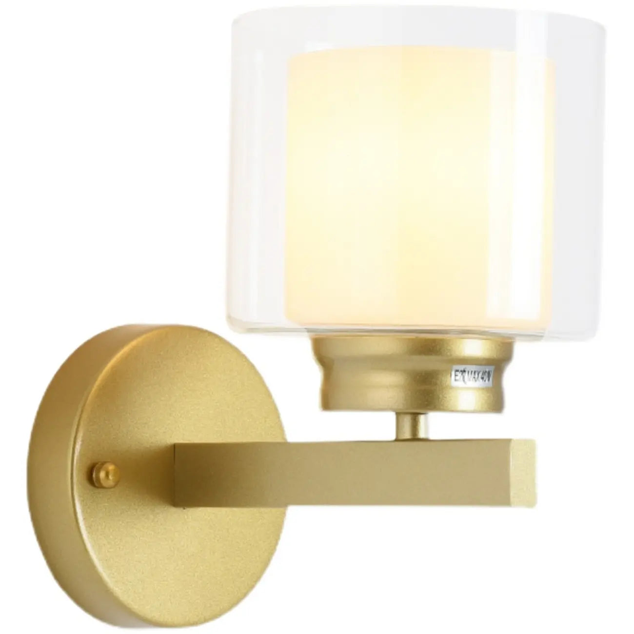 Applique murale moderne cylindrique en laiton avec abat-jour en verre
