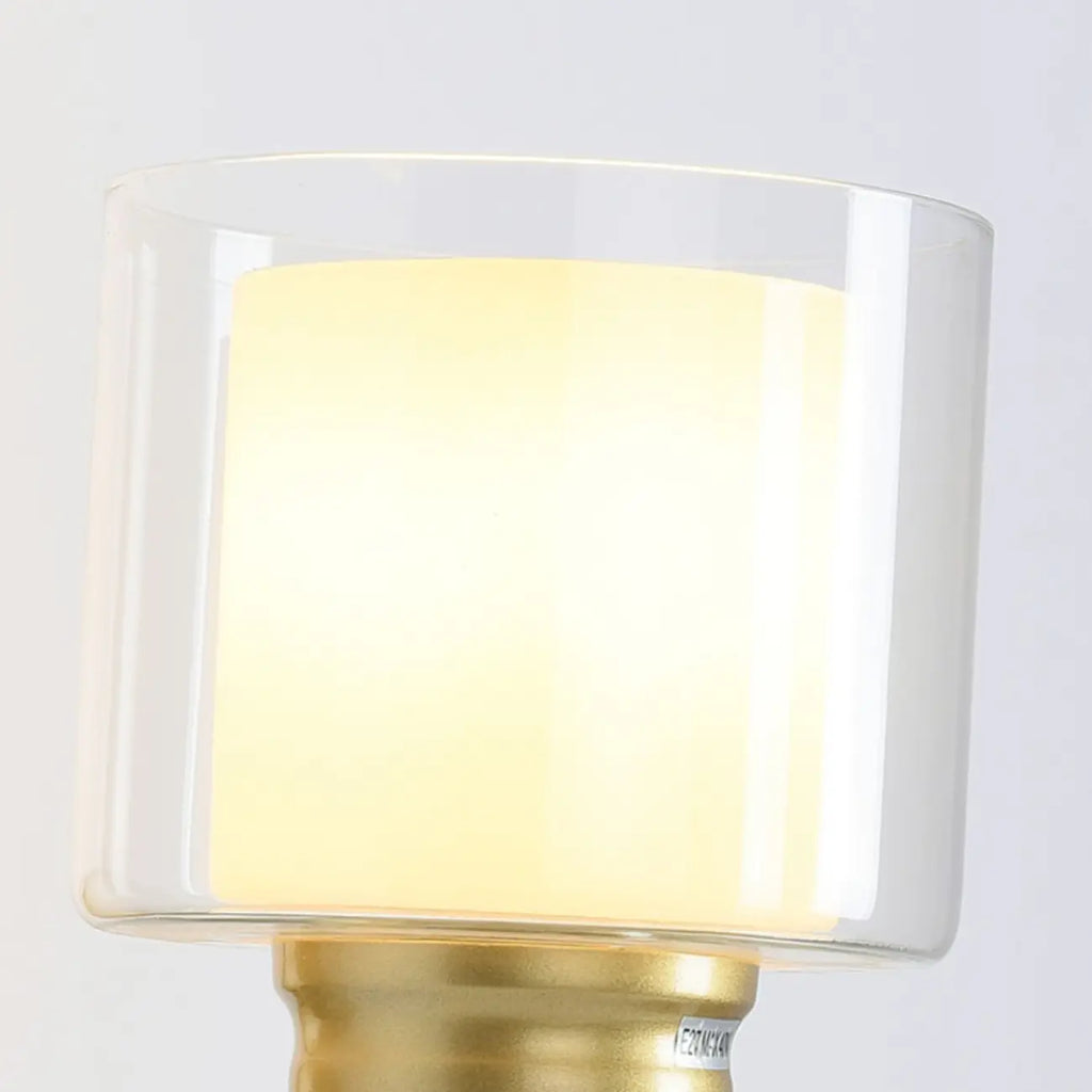 Applique murale moderne cylindrique en laiton avec abat-jour en verre