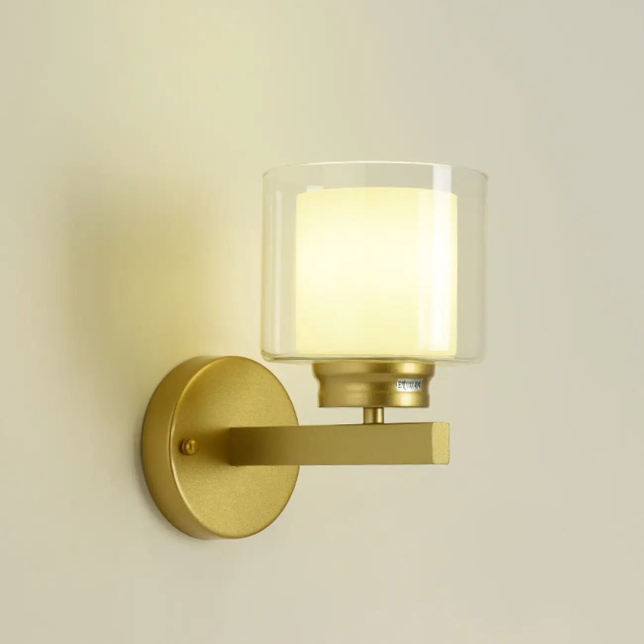 Applique murale moderne cylindrique en laiton avec abat-jour en verre