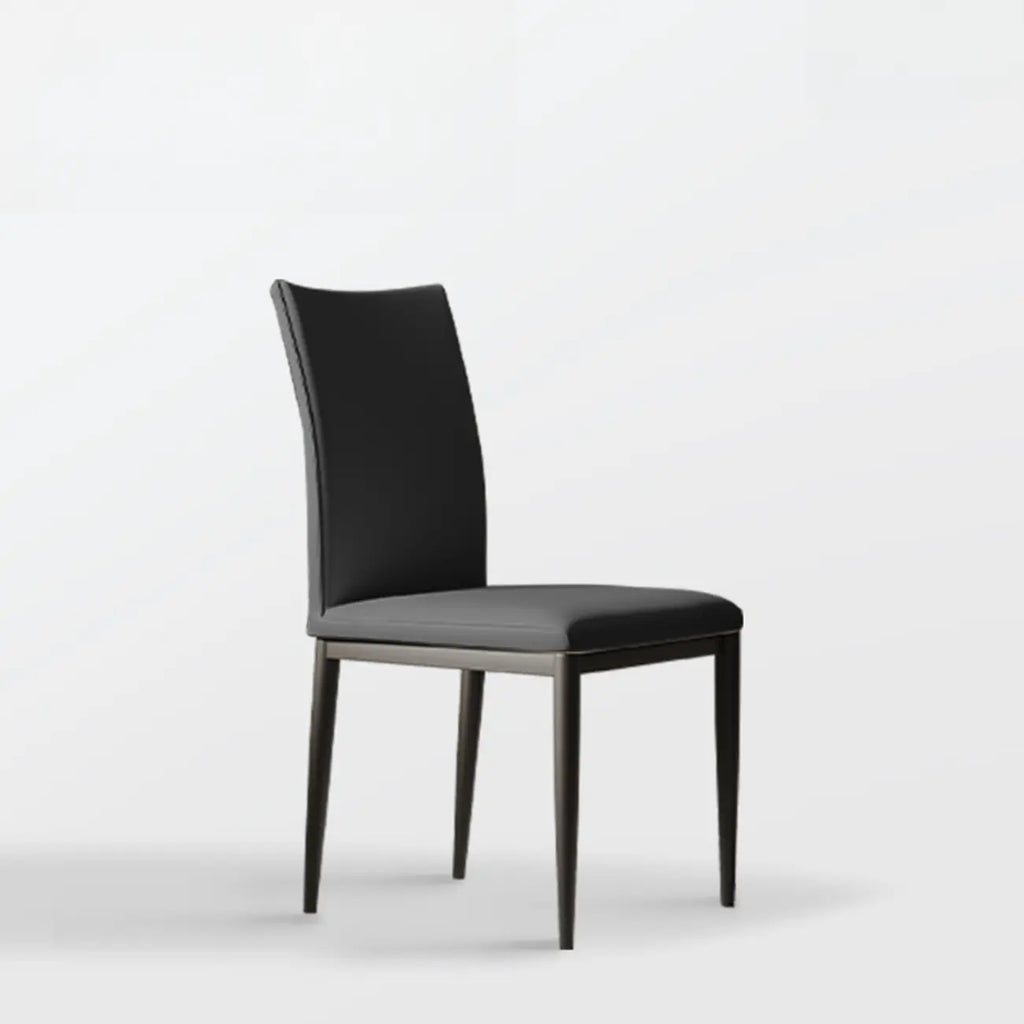 Chaise de salle à manger moderne à dossier solide, revêtue de similicuir