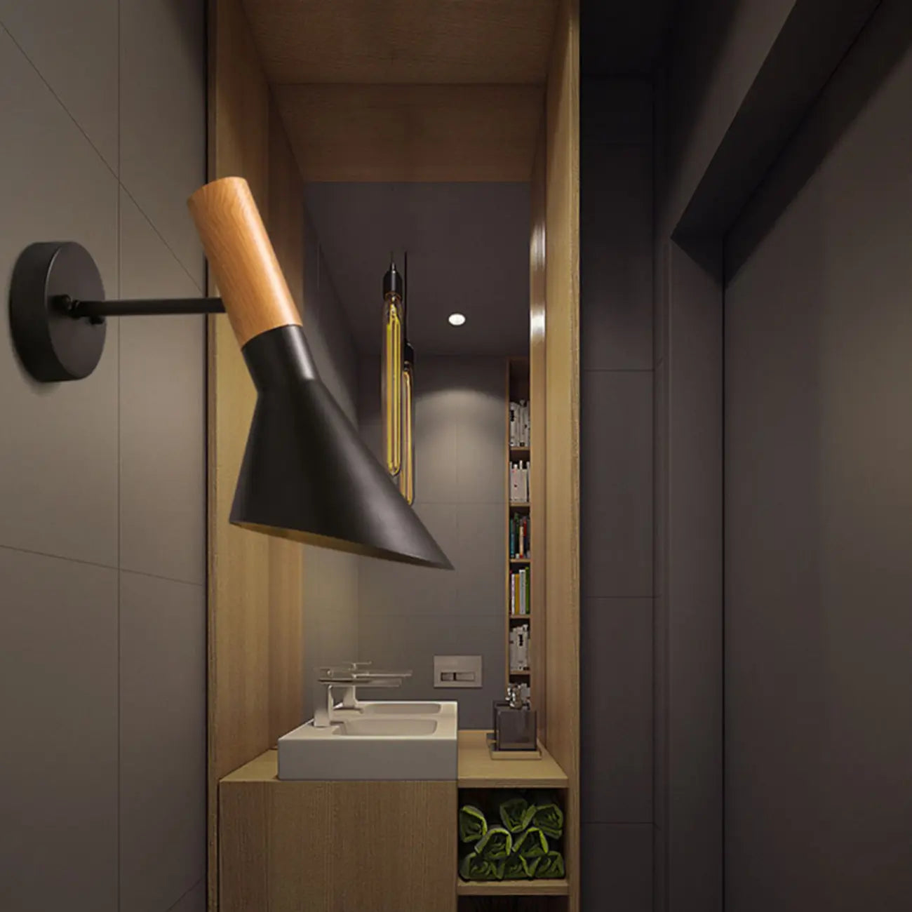 Applique murale minimaliste conique en métal noir pour la maison