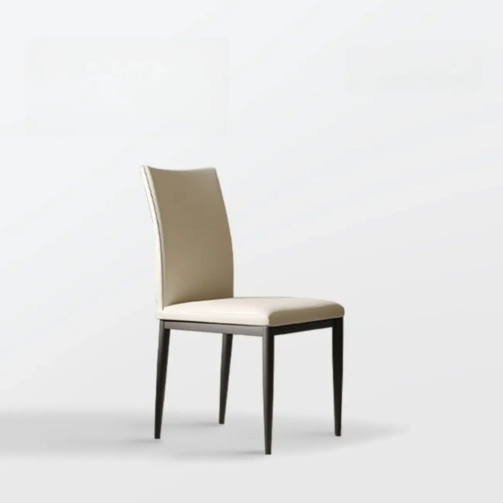 Chaise de salle à manger moderne à dossier solide, revêtue de similicuir