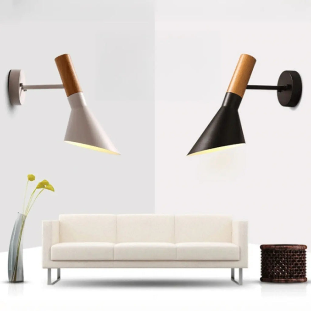 Applique murale minimaliste conique en métal noir pour la maison