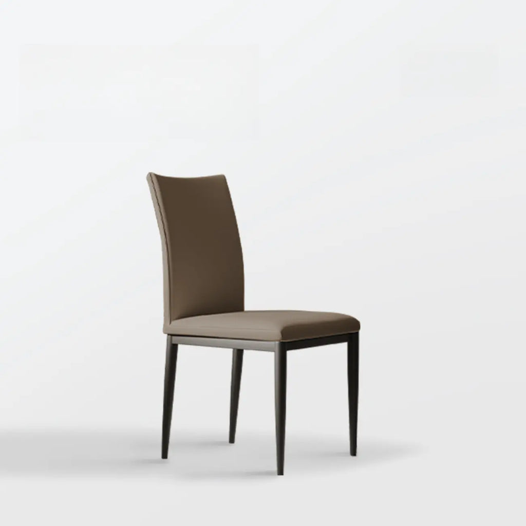 Chaise de salle à manger moderne à dossier solide, revêtue de similicuir