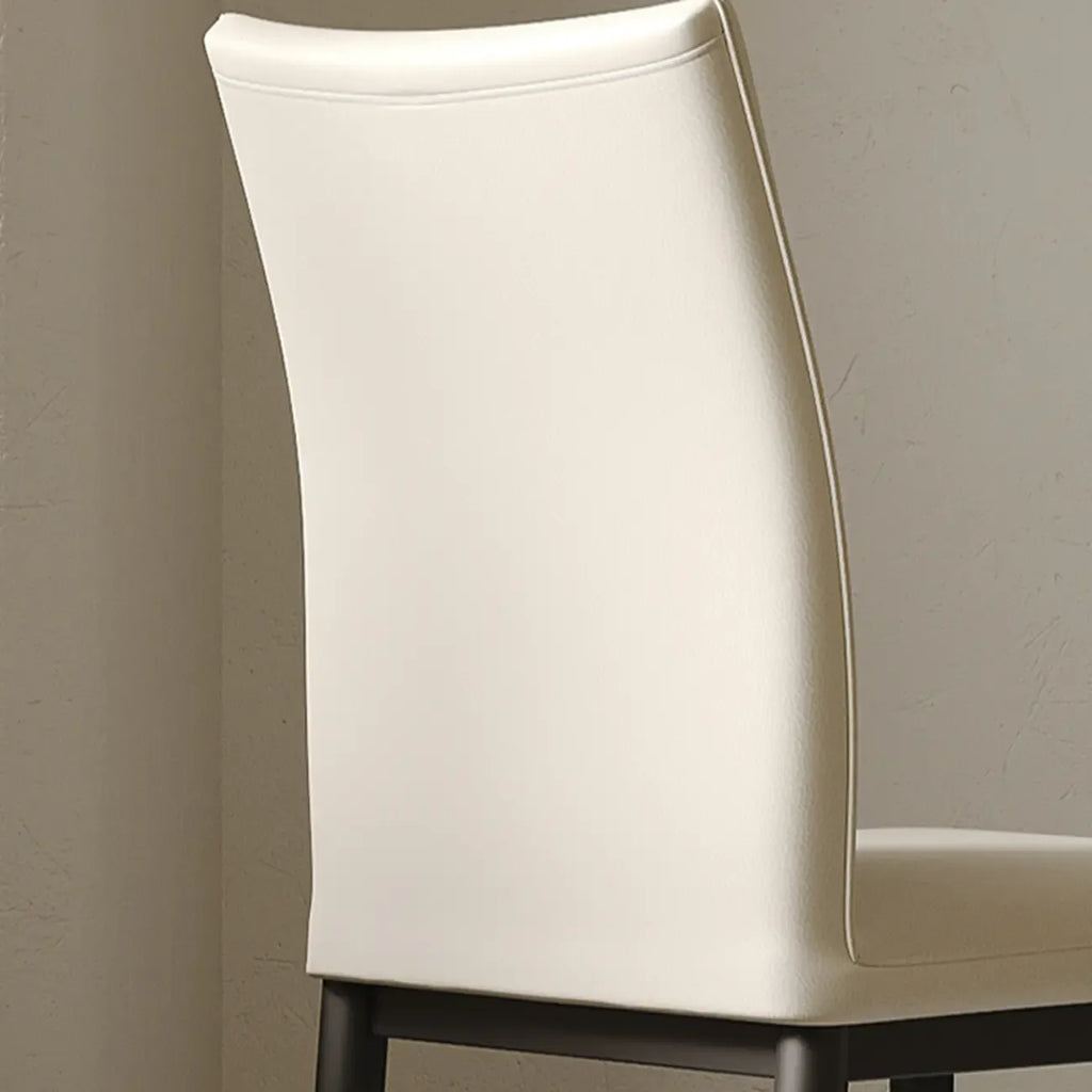 Chaise de salle à manger moderne à dossier solide, revêtue de similicuir