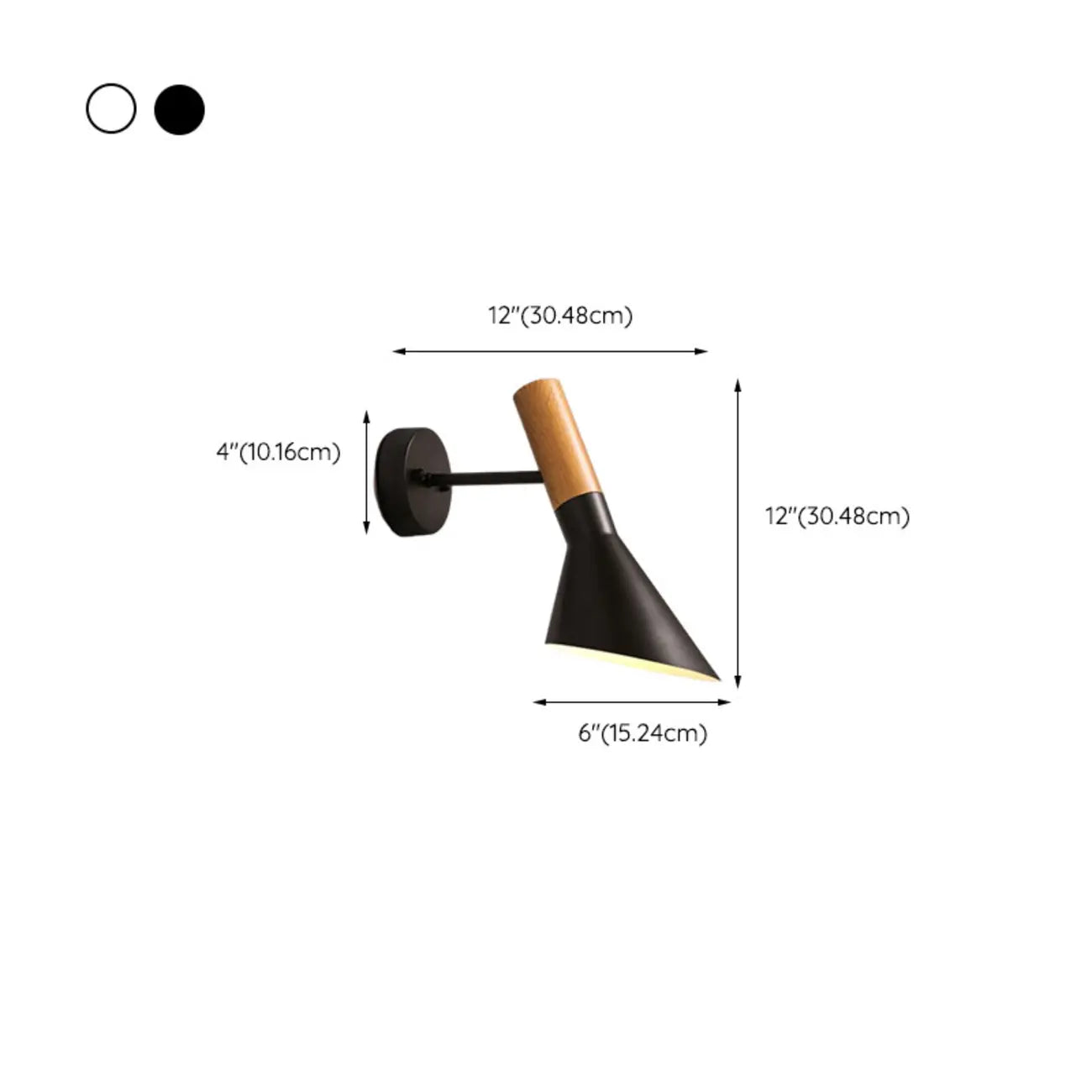 Applique murale minimaliste conique en métal noir pour la maison