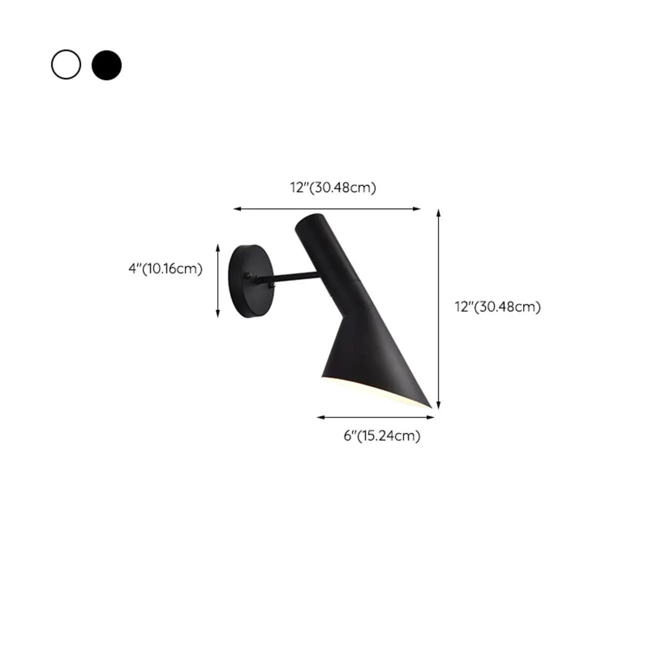 Applique murale minimaliste conique en métal noir pour la maison