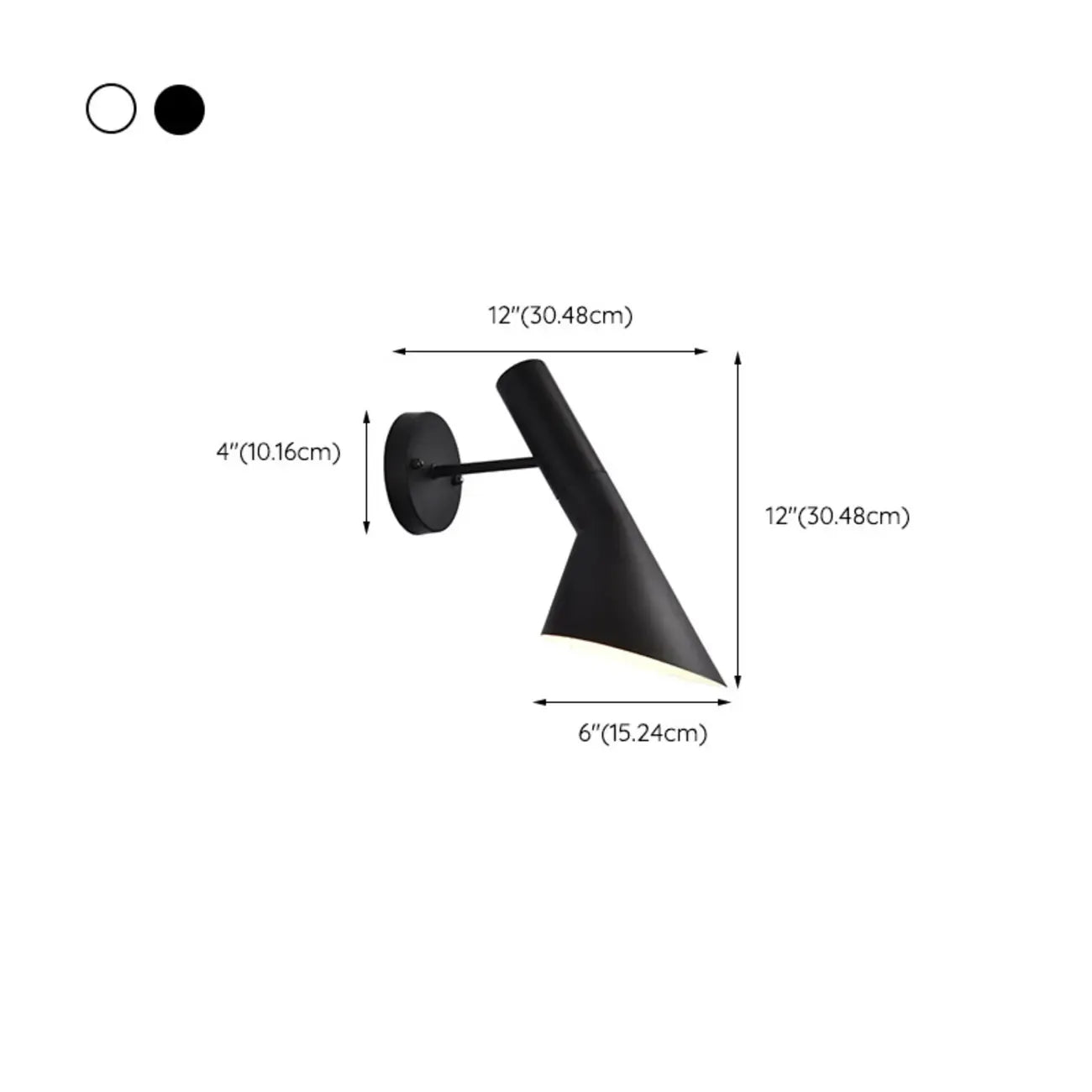 Applique murale minimaliste conique en métal noir pour la maison