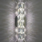 Applique murale cylindrique moderne à 4 lumières en cristal chromé