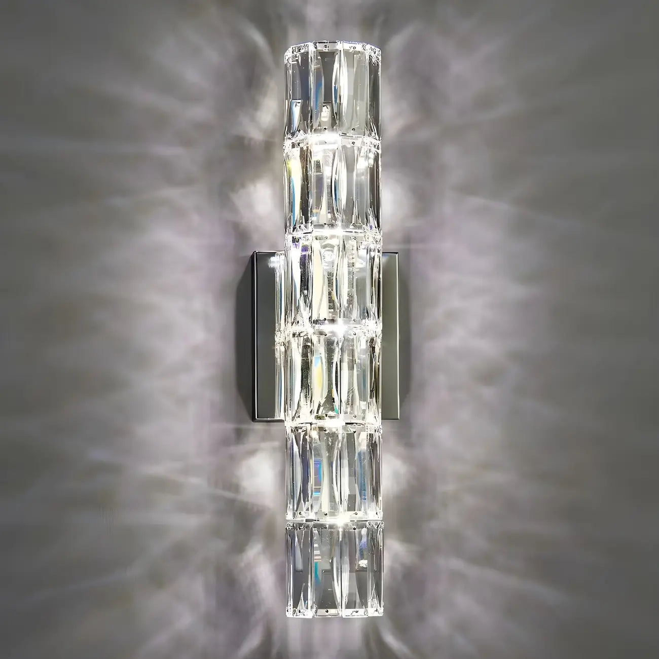 Applique murale cylindrique moderne à 4 lumières en cristal chromé