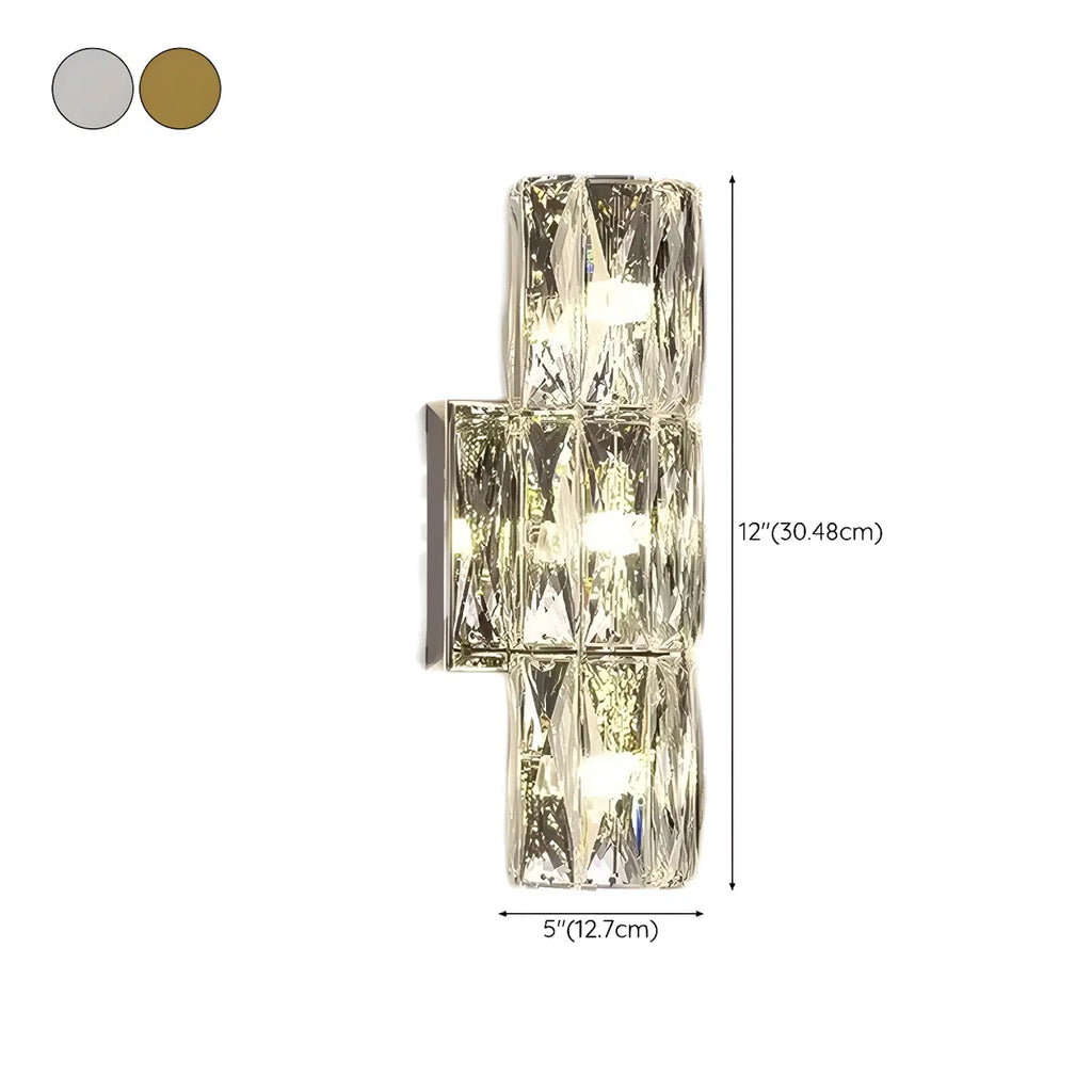 Applique murale cylindrique moderne à 4 lumières en cristal chromé