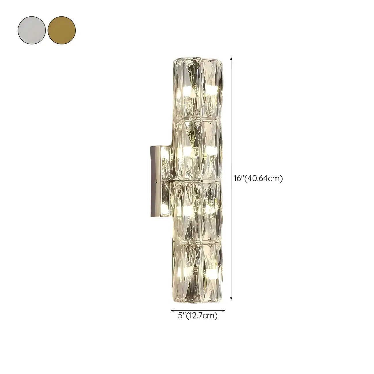 Applique murale cylindrique moderne à 4 lumières en cristal chromé