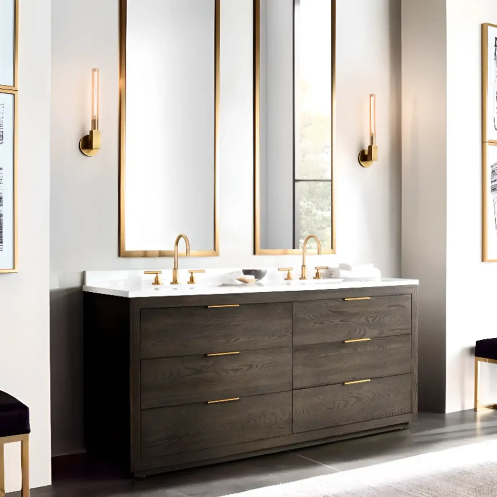 Applique murale moderne en laiton droit pour salle de bain élégante