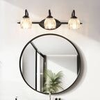 Applique murale vintage à 3 lumières pour salle de bain avec abat-jour en verre arqué