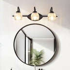 Applique murale vintage à 3 lumières pour salle de bain avec abat-jour en verre arqué